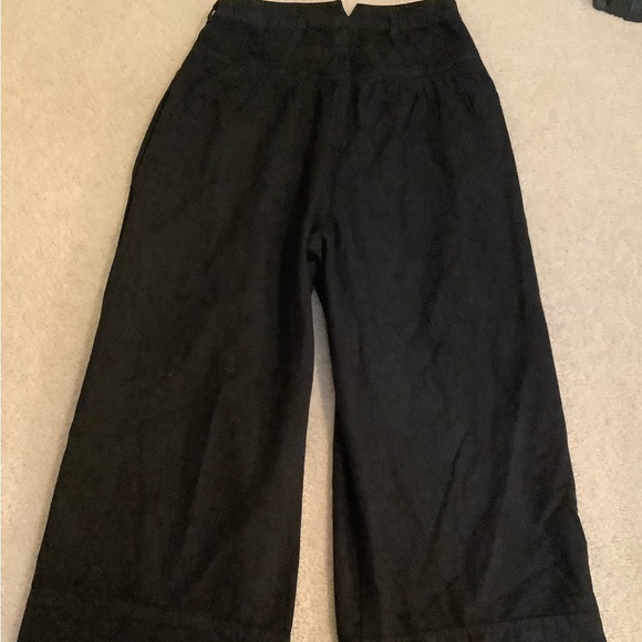 New Free People Sweet Talk Black Wide Leg Chino Pants Cotton & Linen Sz 8 Medium - Picture 13 of 16